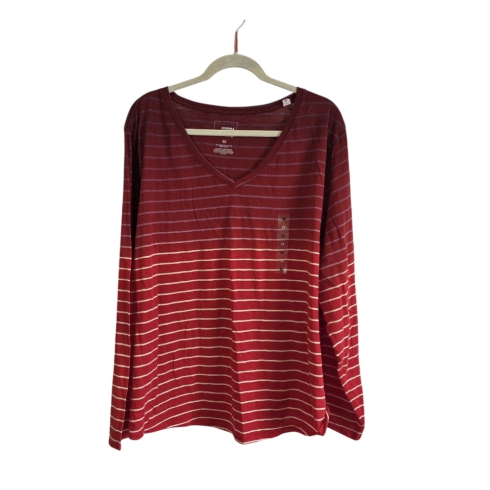 Sonoma Ombre Red And White Striped Everyday Tee Size 3X